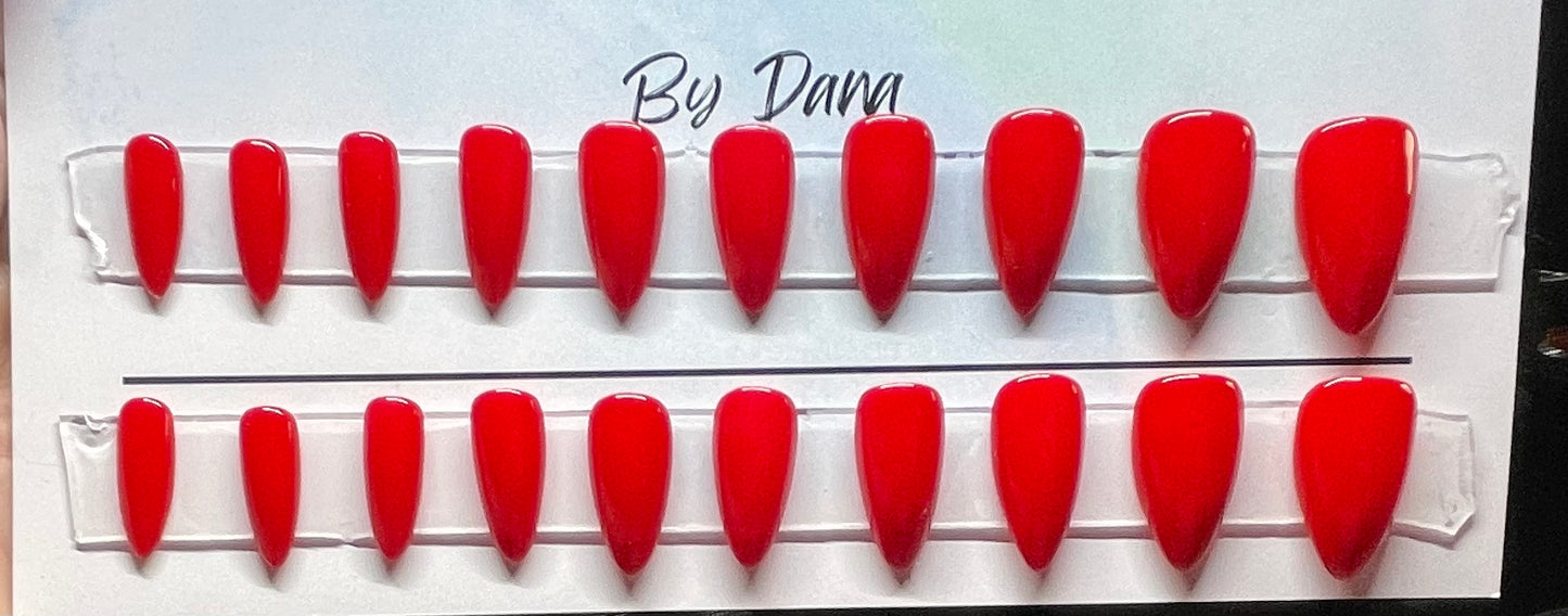 Professionally hand painted Red Stiletto Nails