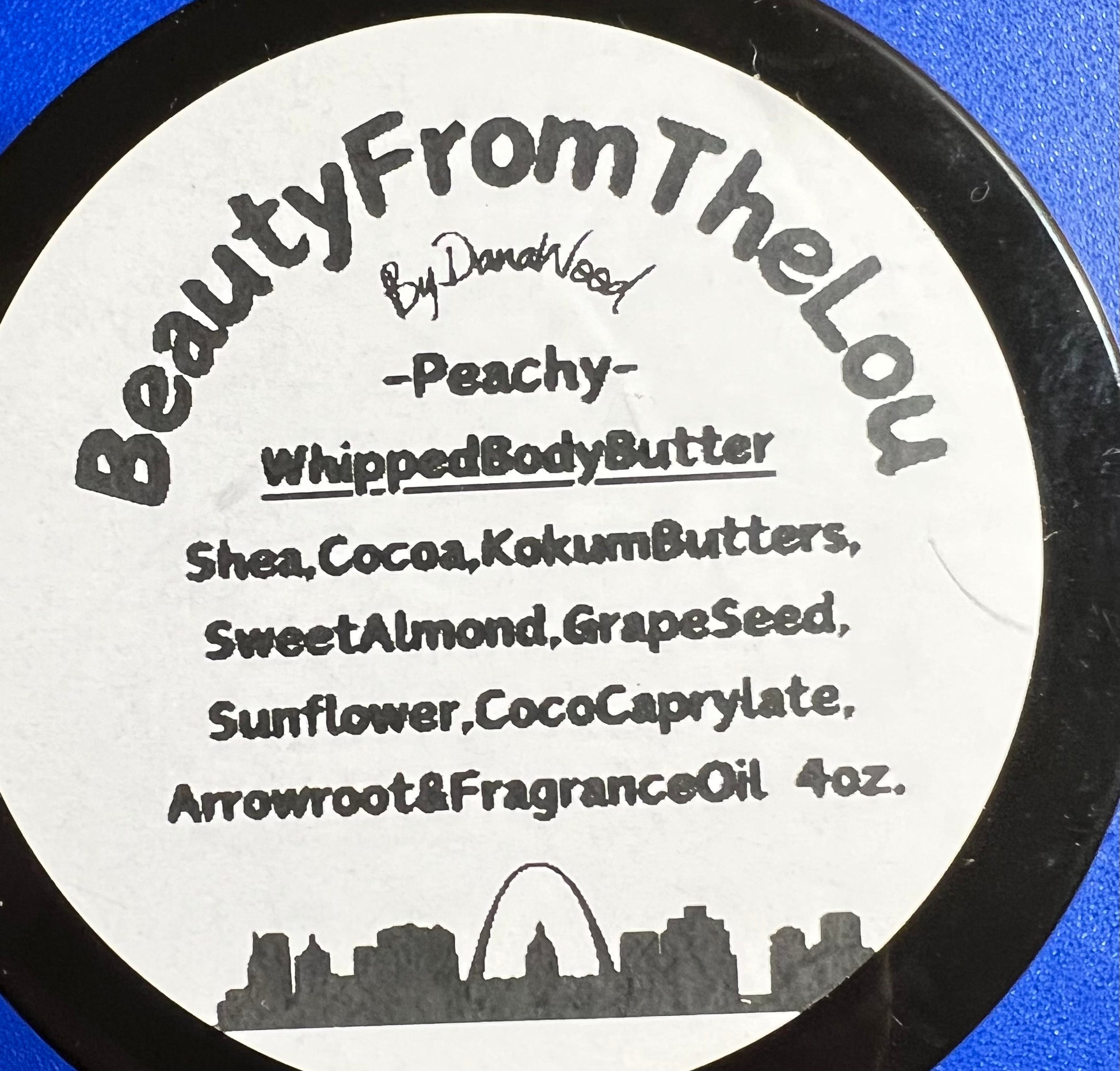 All natural and organic hand whipped sustainable body butter that is also Vegan. The scent of fresh peaches.