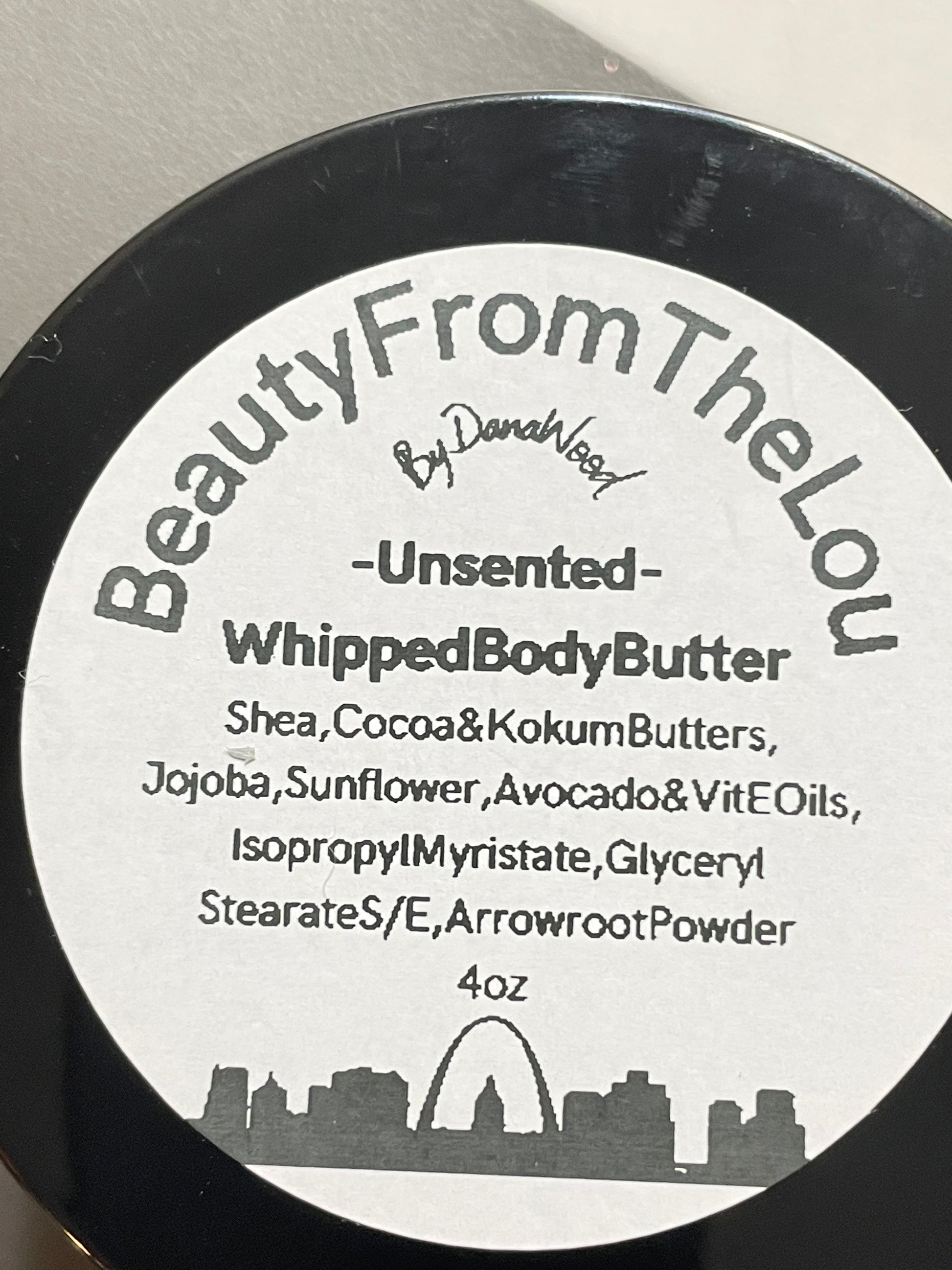 All natural & organic hand whipped homemade sustainable body butter in 4oz jar. 