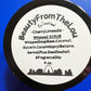 All natural hand whipped body dead sea salt scrub and the scent of cherries and limes.