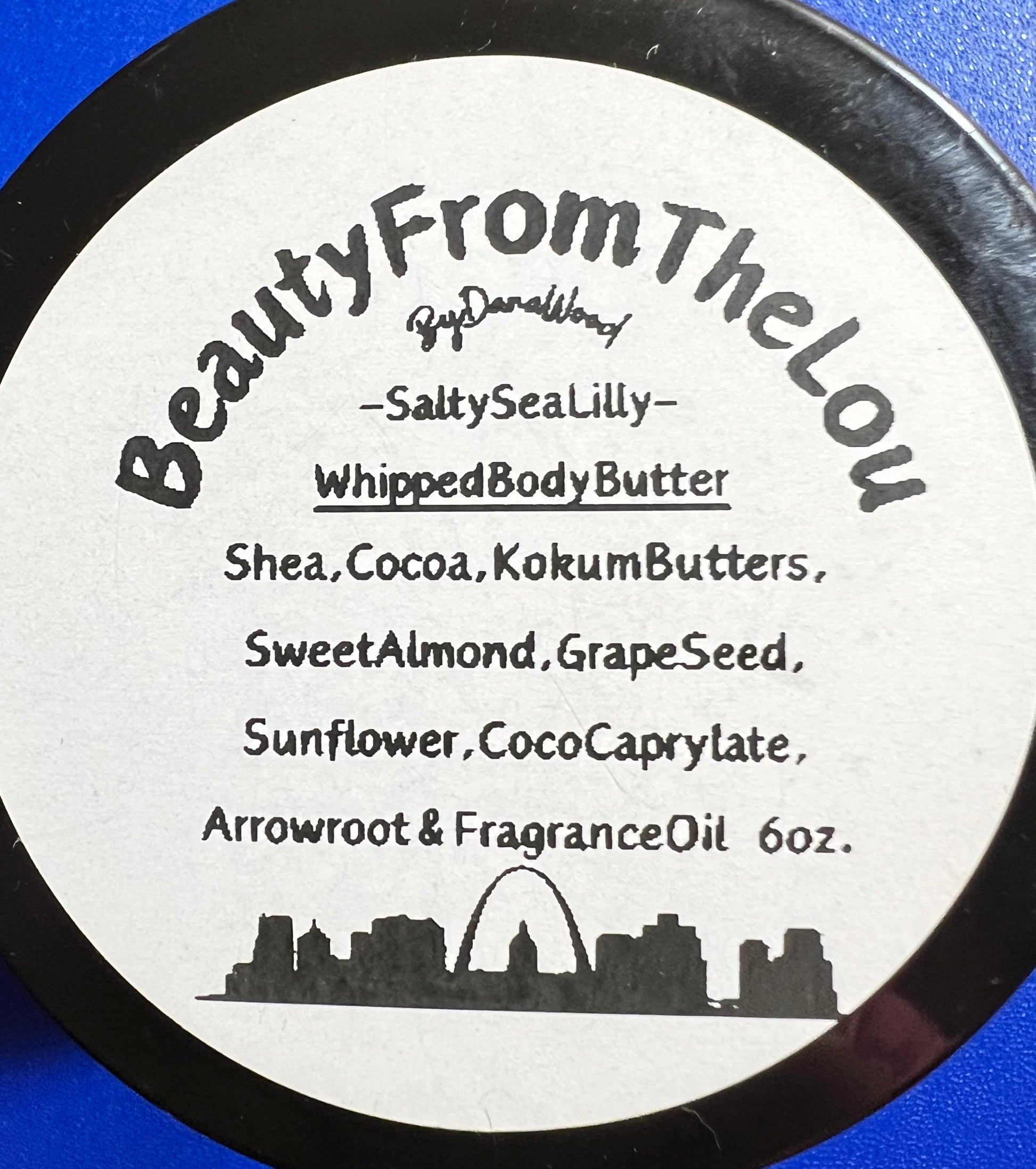 We only use sustainable all natural and organic products in this luxurious hand whipped body butter with the scent of the sea and lillies.
