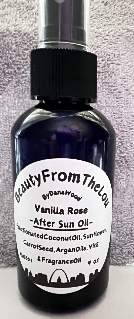 A very light skin conditioning oil for after sun and water. Helps rehydrate and lock in moisture. Smells of vanilla and rose.