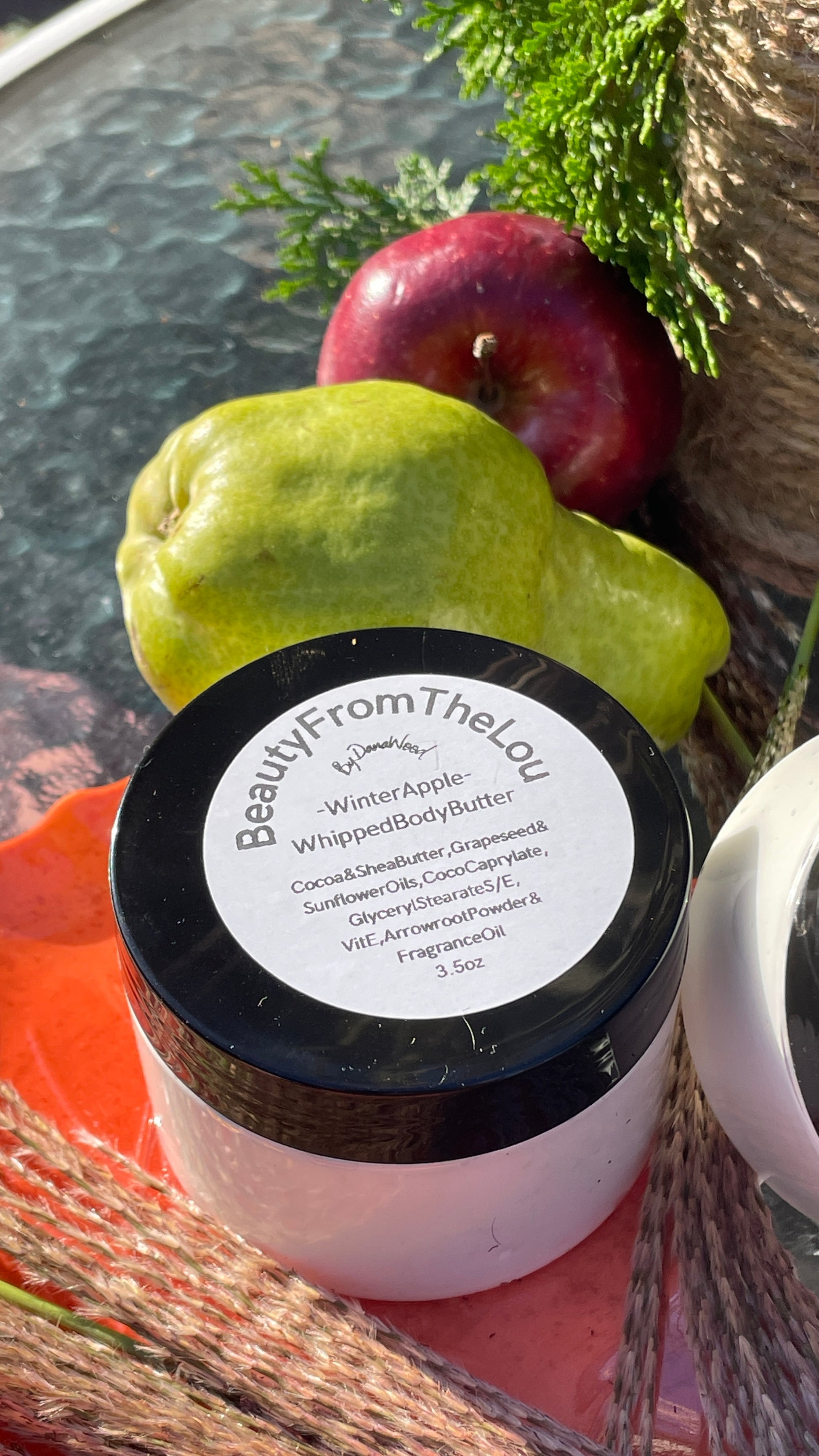 A beautiful homemade & hand whipped 4oz. blend of sustainable all natural and organic butters and oils your skin needs.