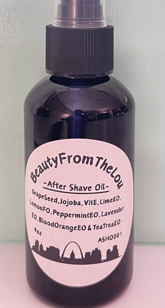 4 oz after shave oil for men and women. Light oils that absorb quickly. Essential oils for all skin types.