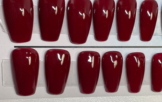 Hand painted Deep red set of 24 nails.