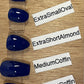 These are some active lengths along with some medium lengths that would be great for the active person. Short square, extra small oval, extra short almond, medium coffin & extra short coffin. All hand painted by a professional nail tech. 