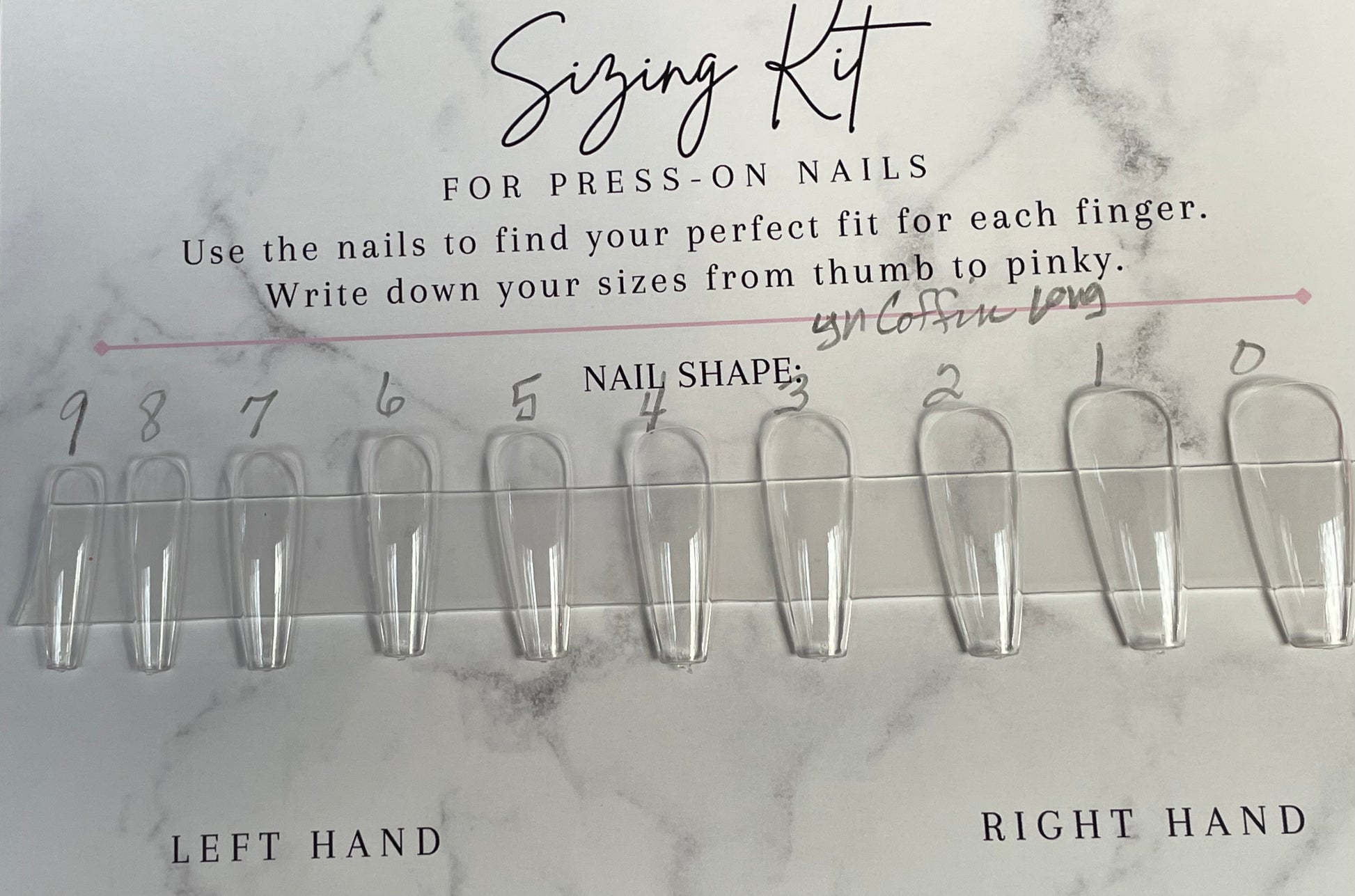 Young Nail-Long Coffin sizing kit.
