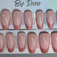 Professionally hand painted pink french nails. Set of 24 nails. 4 accents are pierced and have a jump ring in them. Secured with hard gel.